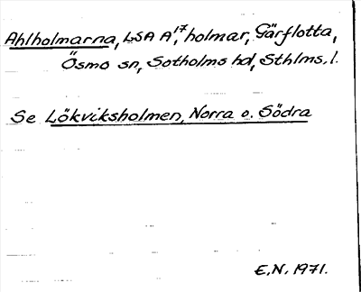 Bild på arkivkortet för arkivposten Ahlholmarna, se Lökviksholmen, Norra o. Södra