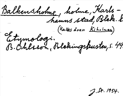 Bild på arkivkortet för arkivposten Balkensholme