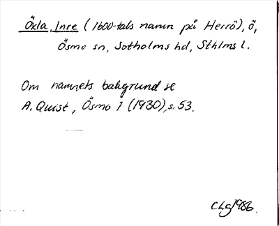 Bild på arkivkortet för arkivposten Öxla, Inre