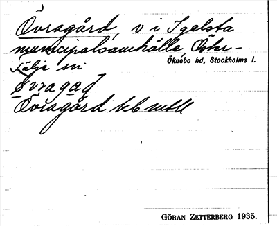 Bild på arkivkortet för arkivposten Övragård