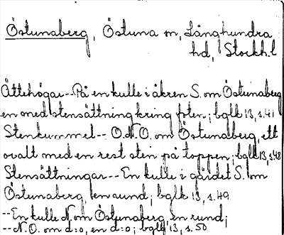 Bild på arkivkortet för arkivposten Östunaberg