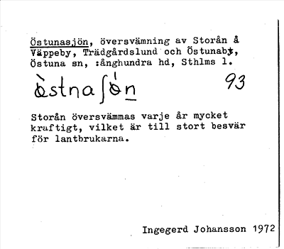 Bild på arkivkortet för arkivposten Östunasjön
