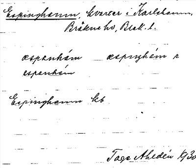 Bild på arkivkortet för arkivposten Espinghamn
