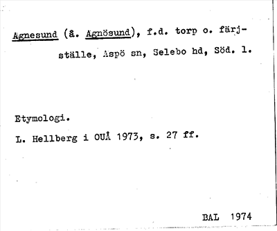 Bild på arkivkortet för arkivposten Agnesund (ä. Agnösund)