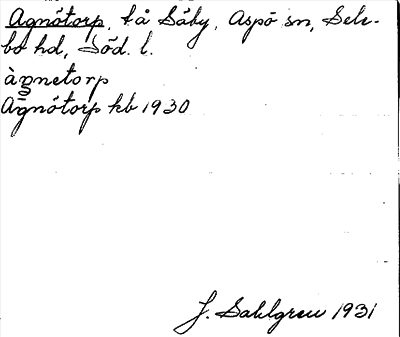 Bild på arkivkortet för arkivposten Agnötorp