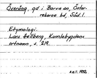Bild på arkivkortet för arkivposten Överäng