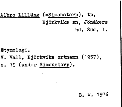 Bild på arkivkortet för arkivposten Albro Lilläng, (=Simonstorp)