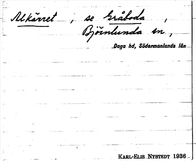 Bild på arkivkortet för arkivposten Alkärret, se Gråboda
