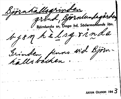 Bild på arkivkortet för arkivposten Björnhällsgrinden