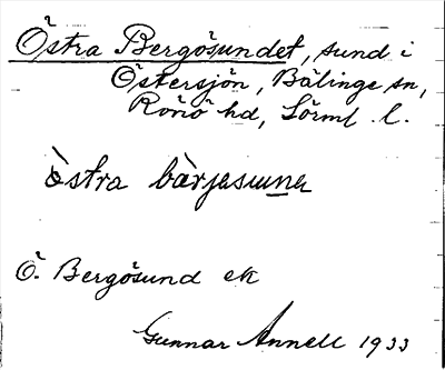 Bild på arkivkortet för arkivposten Östra Bergösundet
