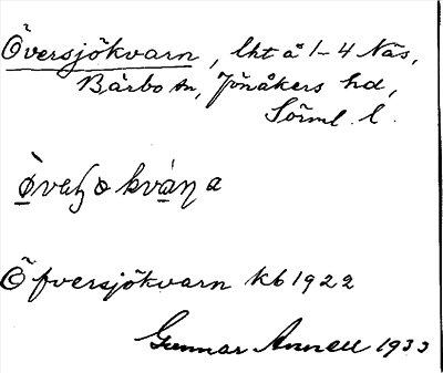 Bild på arkivkortet för arkivposten Översjökvarn