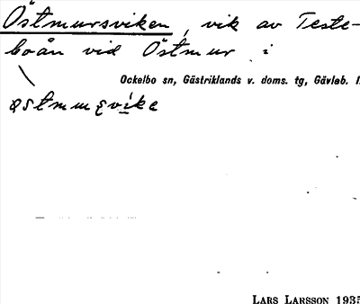 Bild på arkivkortet för arkivposten Östmursviken