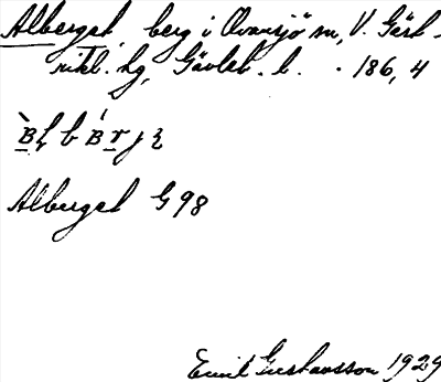 Bild på arkivkortet för arkivposten Alberget