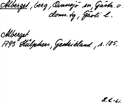 Bild på arkivkortet för arkivposten Alberget