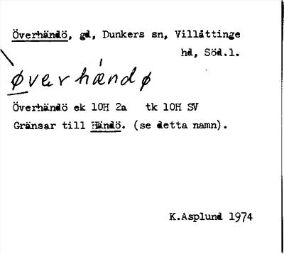 Bild på arkivkortet för arkivposten Överhändö