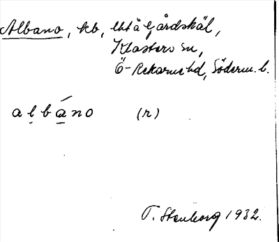 Bild på arkivkortet för arkivposten Albano