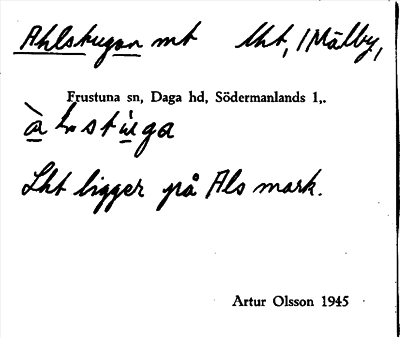 Bild på arkivkortet för arkivposten Ahlstugan
