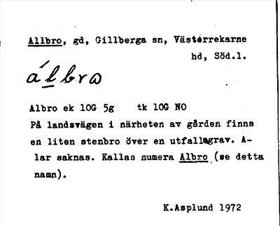 Bild på arkivkortet för arkivposten Allbro