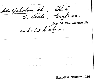 Bild på arkivkortet för arkivposten Adolfsholm
