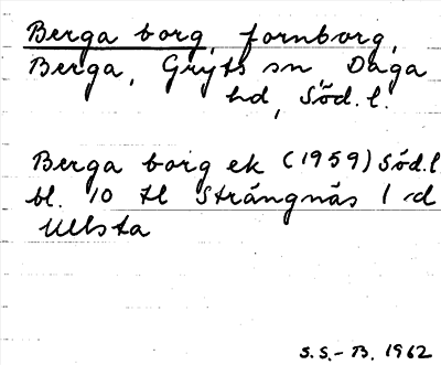 Bild på arkivkortet för arkivposten Berga borg