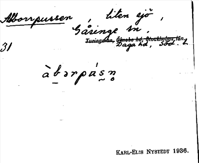 Bild på arkivkortet för arkivposten Abborrpussen