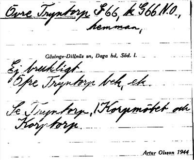 Bild på arkivkortet för arkivposten Övre Tryntorp, se 1 Korpmötet och Korptorp m.m.