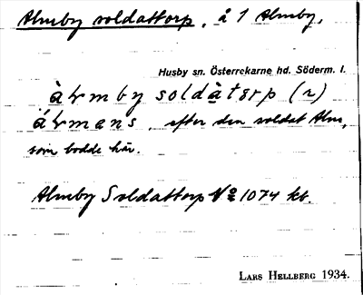 Bild på arkivkortet för arkivposten Almby soldattorp