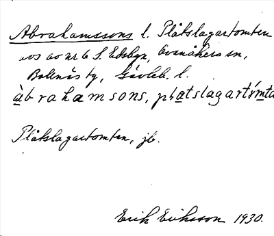 Bild på arkivkortet för arkivposten Abrahamssons
