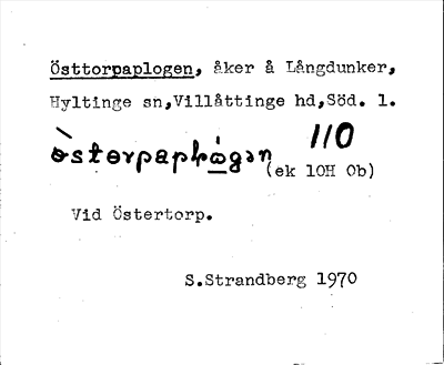 Bild på arkivkortet för arkivposten Östtorpaplogen