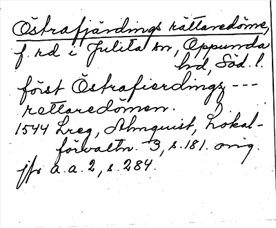Bild på arkivkortet för arkivposten Östrafjärdings rättaredöme