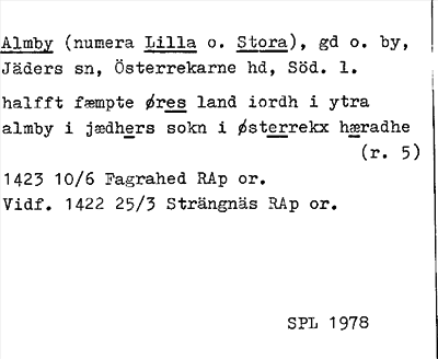 Bild på arkivkortet för arkivposten Almby (numera Lilla o. Stora)