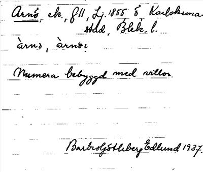 Bild på arkivkortet för arkivposten Arnö