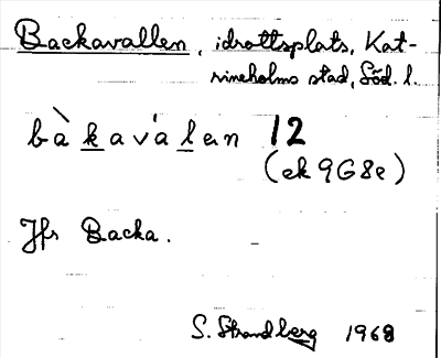 Bild på arkivkortet för arkivposten Backavallen