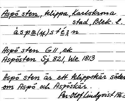 Bild på arkivkortet för arkivposten Aspö sten
