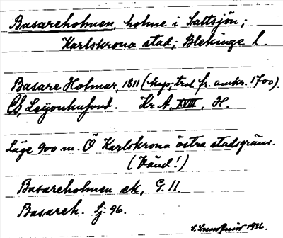 Bild på arkivkortet för arkivposten Basareholmen