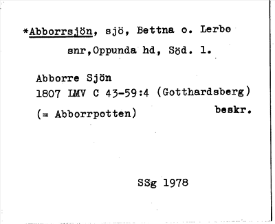 Bild på arkivkortet för arkivposten *Abborrsjön
