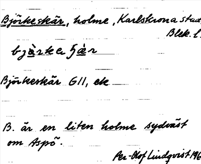 Bild på arkivkortet för arkivposten Björkeskär