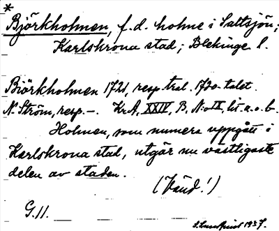 Bild på arkivkortet för arkivposten *Björkholmen