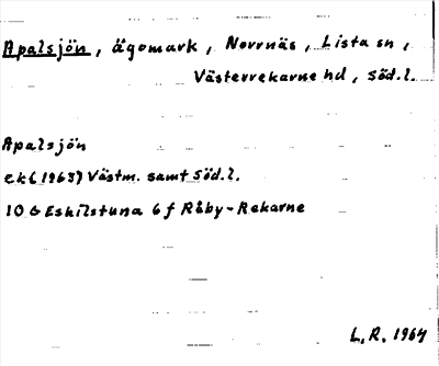 Bild på arkivkortet för arkivposten Apalsjön