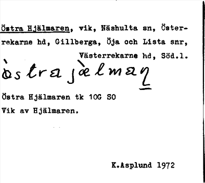 Bild på arkivkortet för arkivposten Östra Hjälmaren