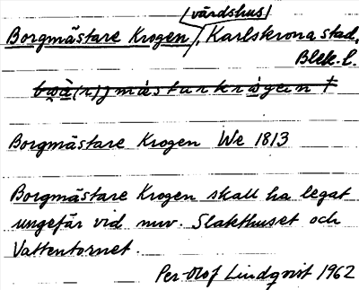 Bild på arkivkortet för arkivposten Borgmästare Krogen
