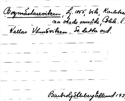 Bild på arkivkortet för arkivposten Borgmästareviken