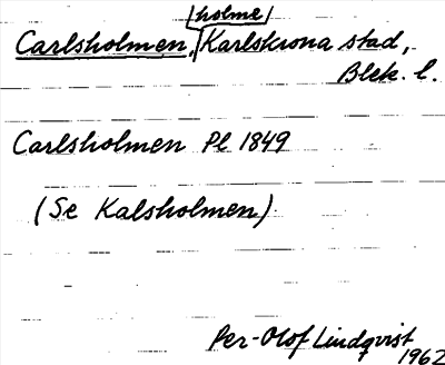 Bild på arkivkortet för arkivposten Carlsholmen