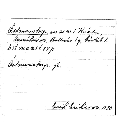 Bild på arkivkortet för arkivposten Östmanstorp
