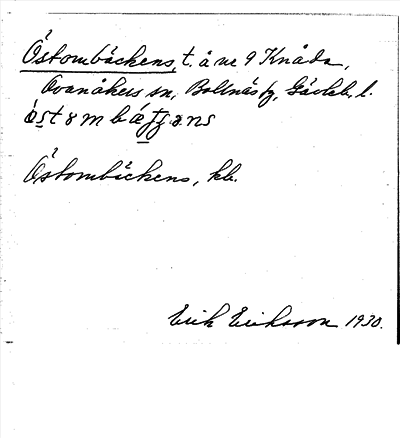 Bild på arkivkortet för arkivposten Östomsbäcken