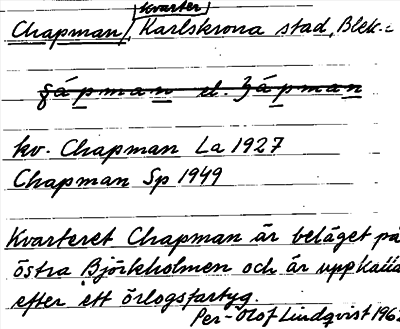 Bild på arkivkortet för arkivposten Chapman