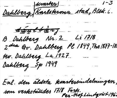 Bild på arkivkortet för arkivposten Dahlberg