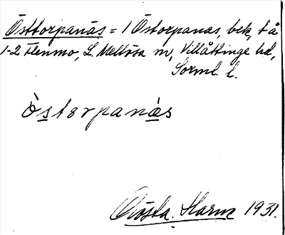 Bild på arkivkortet för arkivposten Östtorpanäs