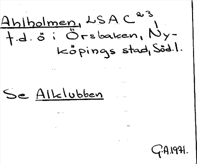 Bild på arkivkortet för arkivposten Ahlholmen, se Alklubben