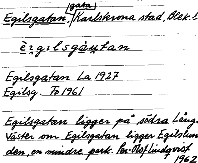 Bild på arkivkortet för arkivposten Egilsgatan